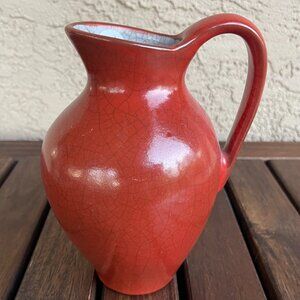 Mid Century Fat Lava West Germany Scheurich Orange Red Crackle Vase